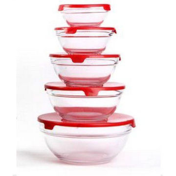 Glass Bowl 5PCS Set with PP Lid